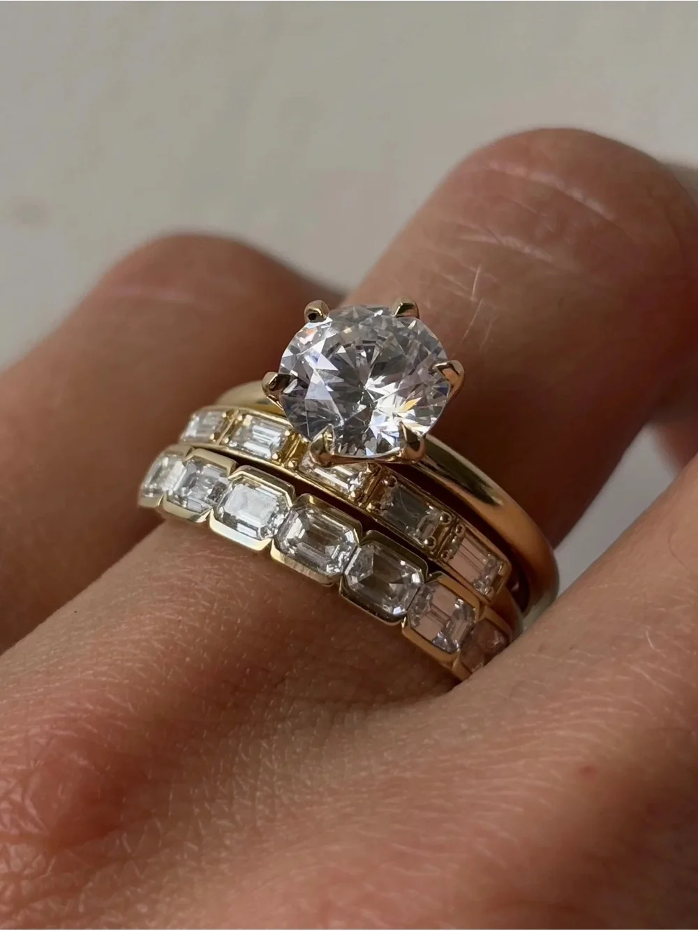 Marrow Fine White Diamond Step Cut Stacking Band